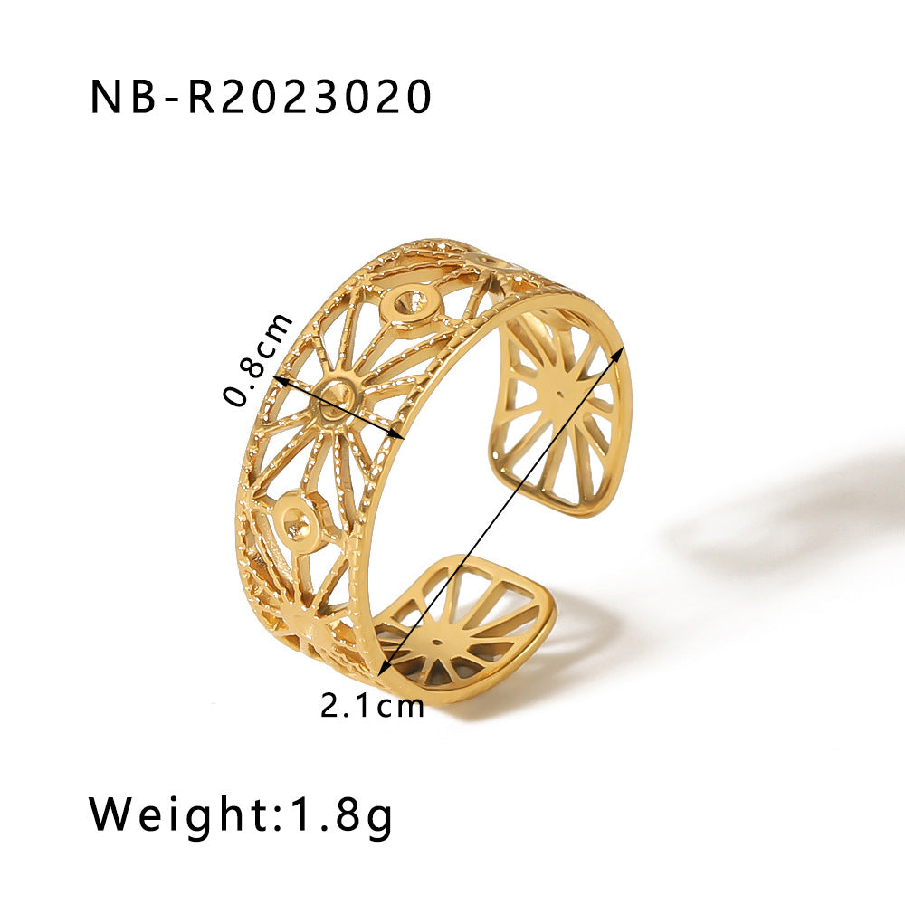 Minimalist Heart-Shaped Geometric Stainless Steel Open Ring for Women with 18K Vacuum Plating Finish