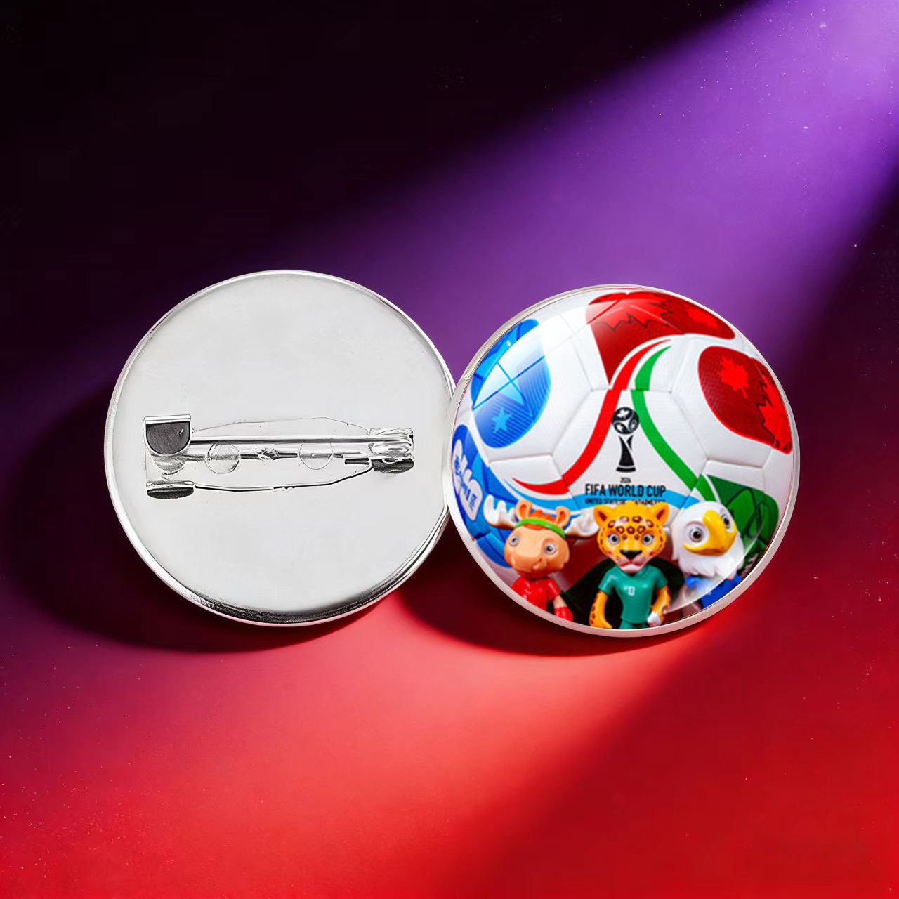 Broche Charm de Barra Redondo Geométrico Chapado en Cristal Hecho a Mano para la Mascota del Mundial 2026