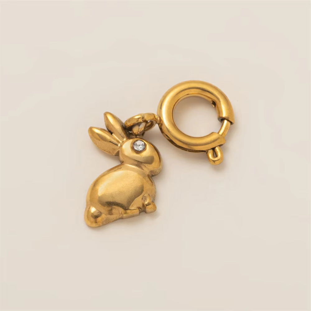 Vintage Cartoon Animal Geometric 18K Gold Plated Stainless Steel Charm Bar