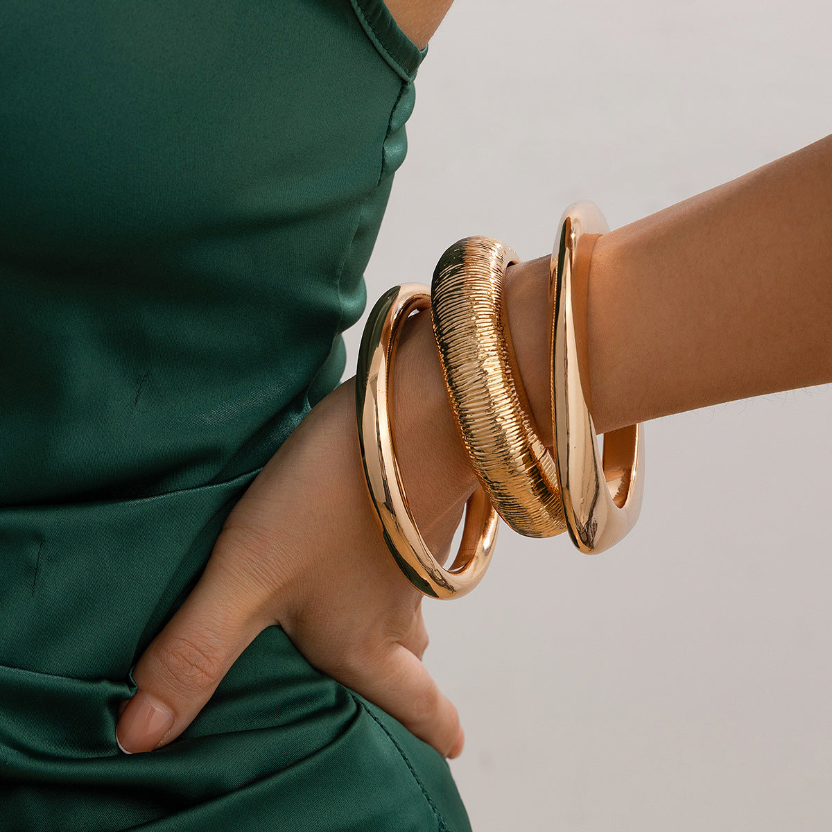 Minimalist Geometric Square Hollow Plated Alloy Bracelet for Women