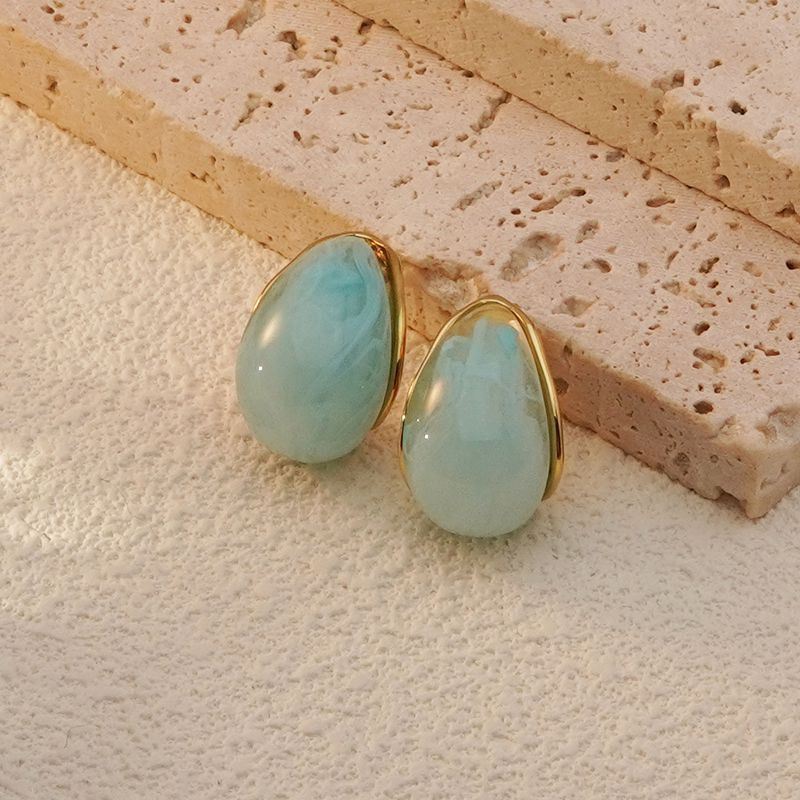 Orecchini da donna di lusso eleganti a goccia placcati in acciaio inossidabile a forma di C