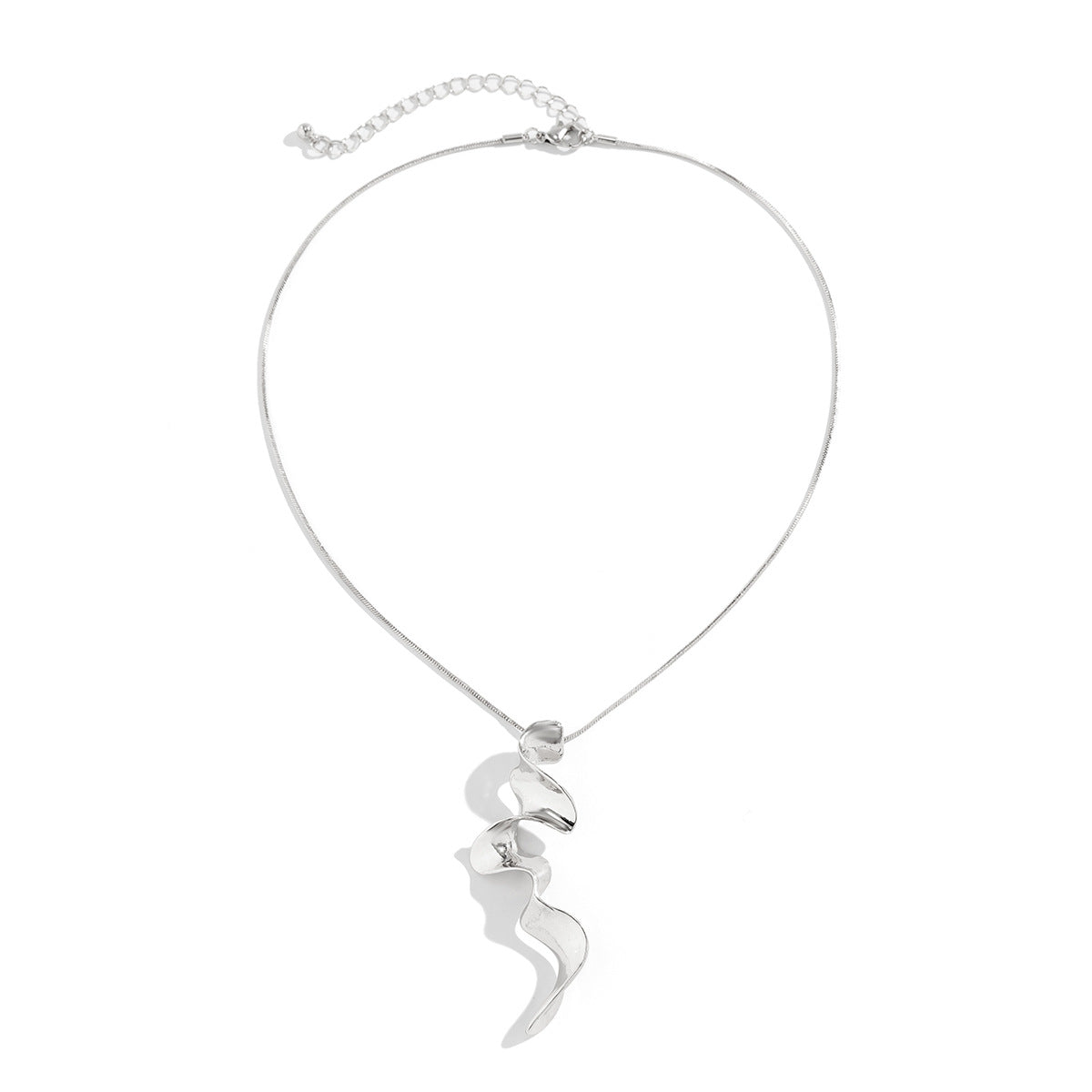 Collar Minimalista de Espiral Retorcida de Aleación con Efecto de Metal Líquido y Acabado Galvanizado