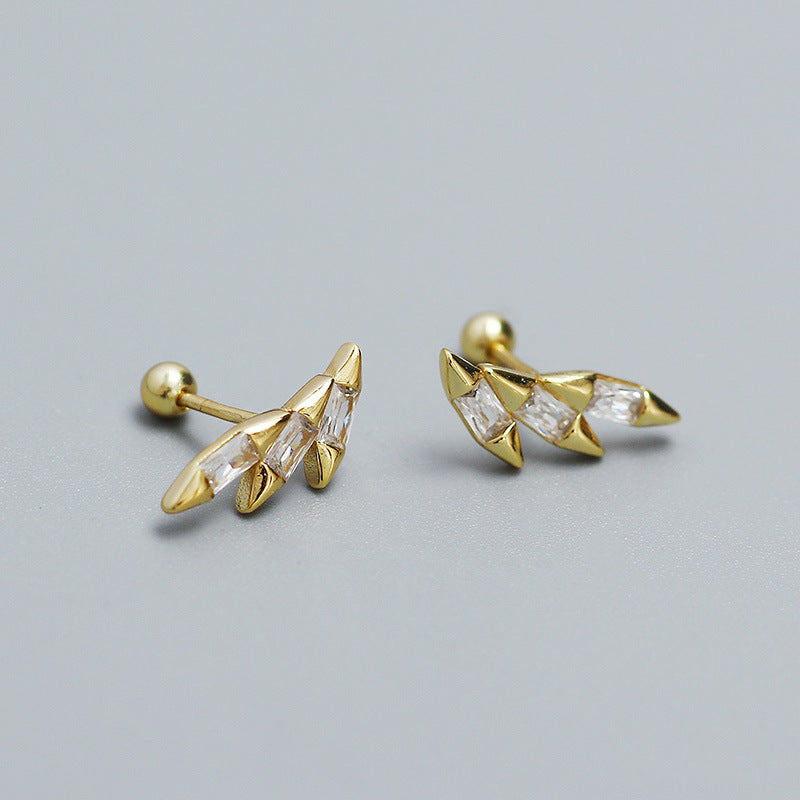 Sweet Streetwear 925 Sterling Silver Geometric Wing Cone Threaded Cartilage Earring