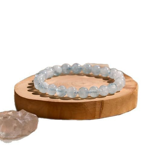 8mm Natural Agate and White Turquoise Round Beaded Stretch Bracelet Unisex Geometric Handmade Jewelry