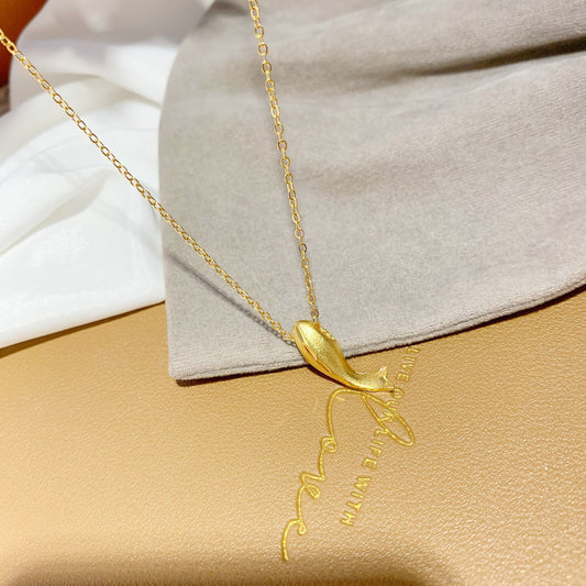 Original Design 18K Gold Plated Titanium Steel Dolphin Pendant Necklace O-Chain Unisex Fashion Jewelry