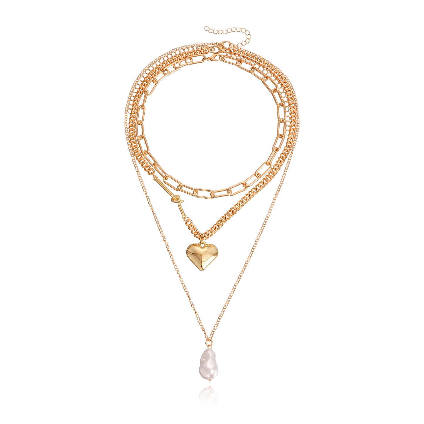 Minimalist Large Heart Pendant Necklace for Women Alloy Chain with Plated Finish
