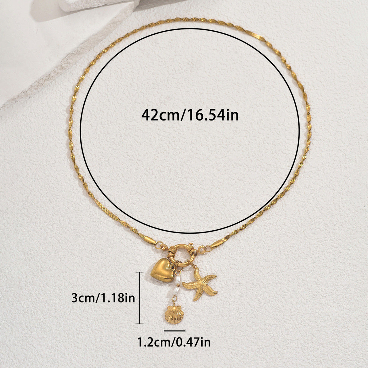 Collar con colgante minimalista de estrella y concha, inspirado en el océano, para mujer, con incrustaciones de perlas en cadena de cobre