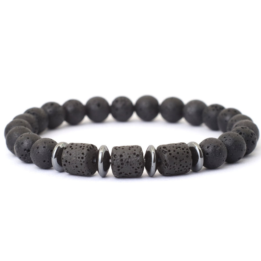 Minimalist Geometric Natural Tiger's Eye Hematite Beaded Bracelet Unisex Healing Stone Jewelry Gift for Him