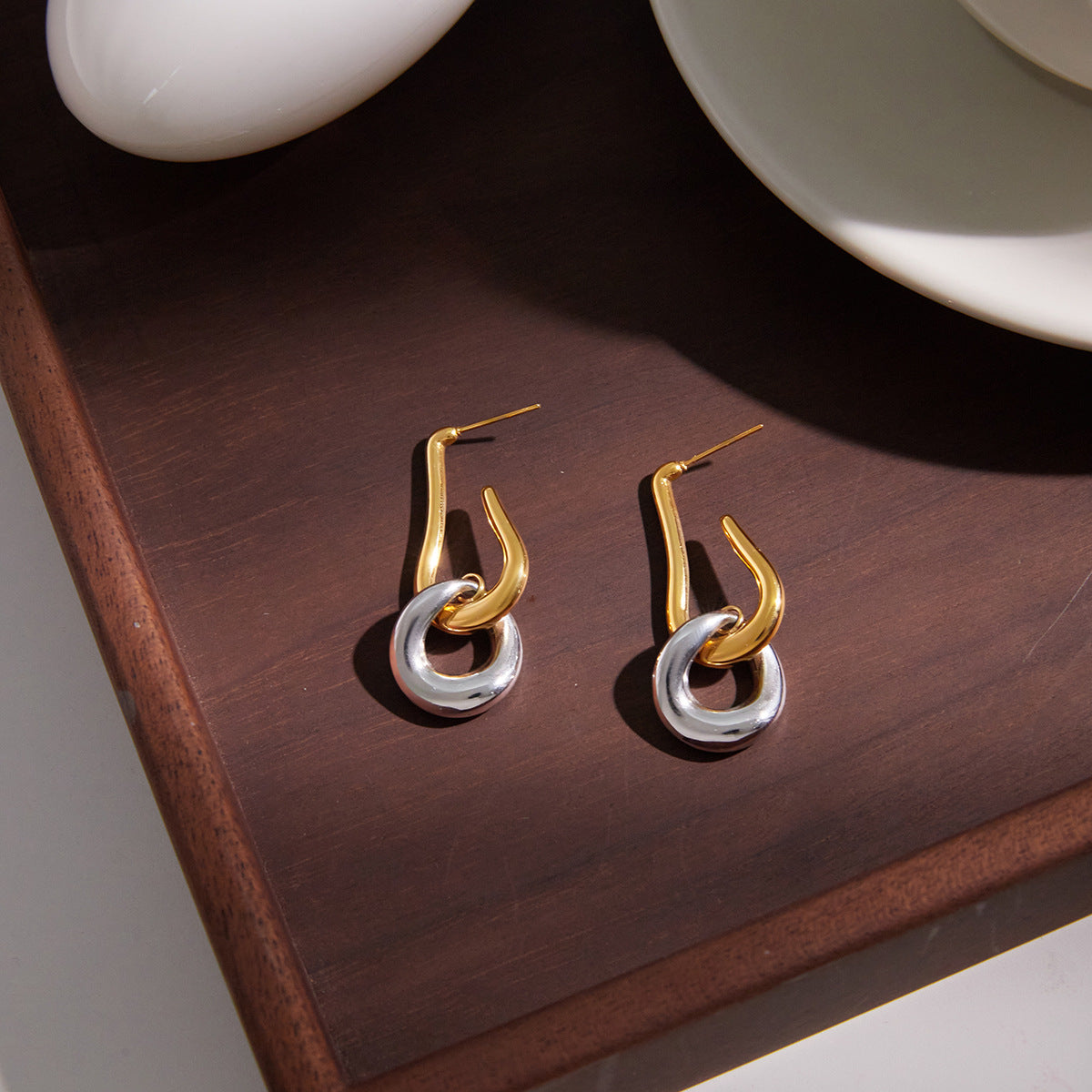 Minimalist Geometric Triangle Stainless Steel Plated Earrings for Women