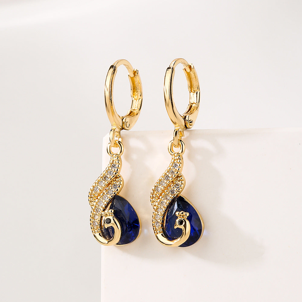Minimalist Geometric Earrings for Women Made of Brass with 18K Gold Plating and Zircon Inlay