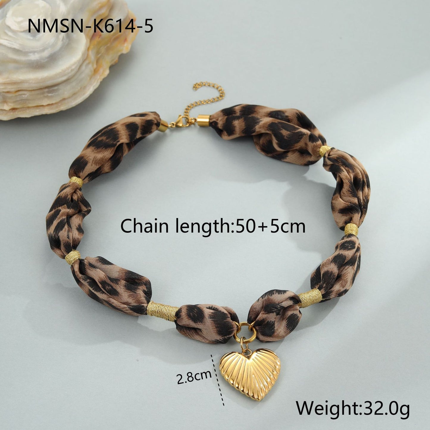 Elegante collar de acero inoxidable con estampado de leopardo geométrico y acabado chapado para mujer