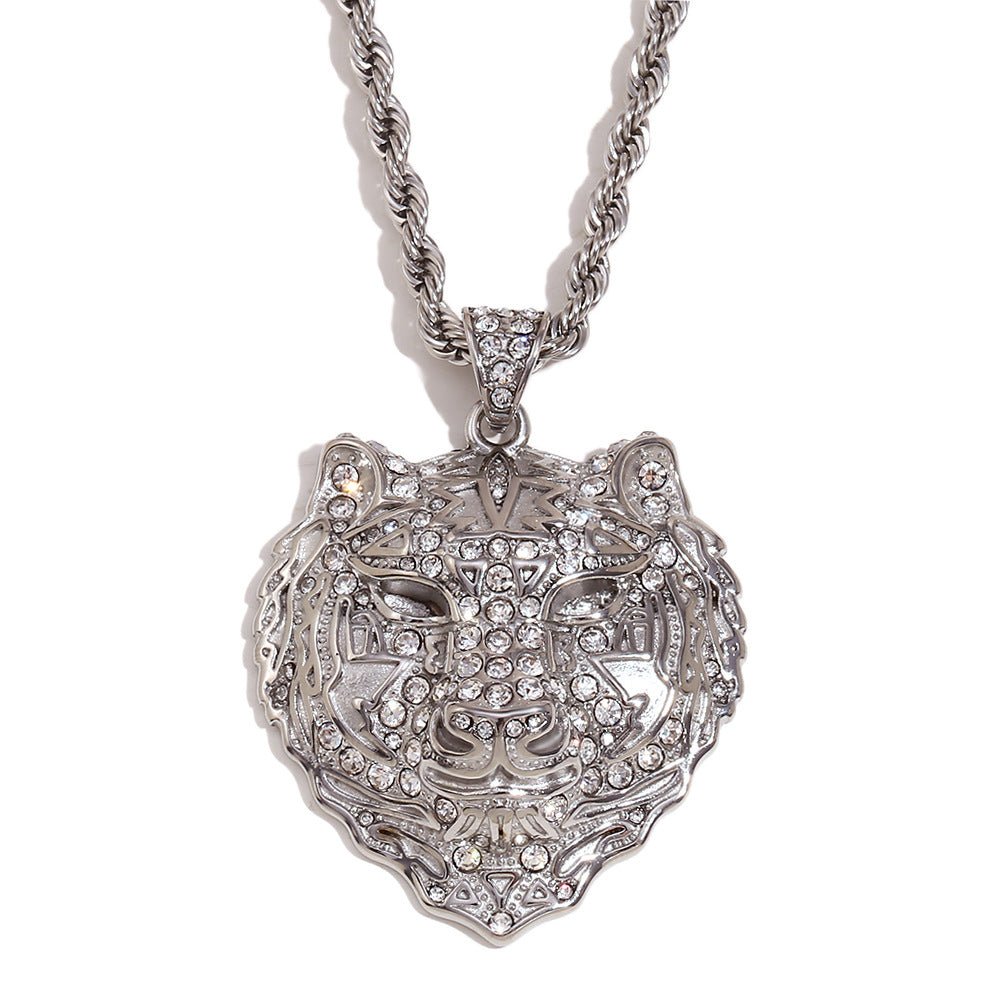 Minimalist Tiger Pendant Necklace for Men Stainless Steel with 18K Gold Plating Snake Chain Animal Design