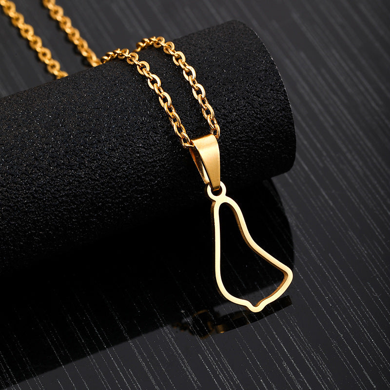 Collar con colgante de la isla de Barbados geométrico en acero inoxidable con dije de acero de titanio y acabado galvanizado para uso informal de moda unisex
