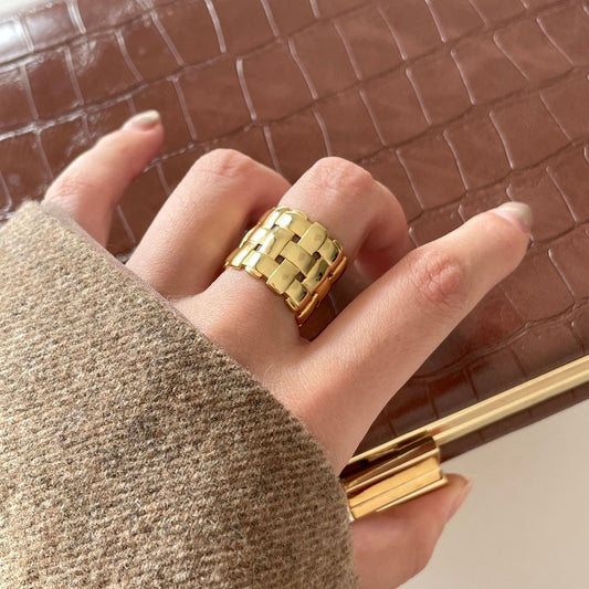 Sweet Minimalist 925 Sterling Silver Geometric Open Ring with Abstract Inlay Design for Women