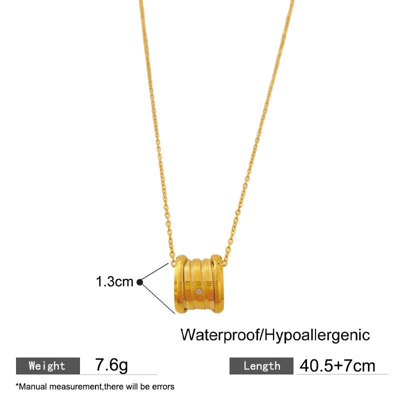 Casual Geometric Round Titanium Steel Plated Pendant Necklace for Unisex