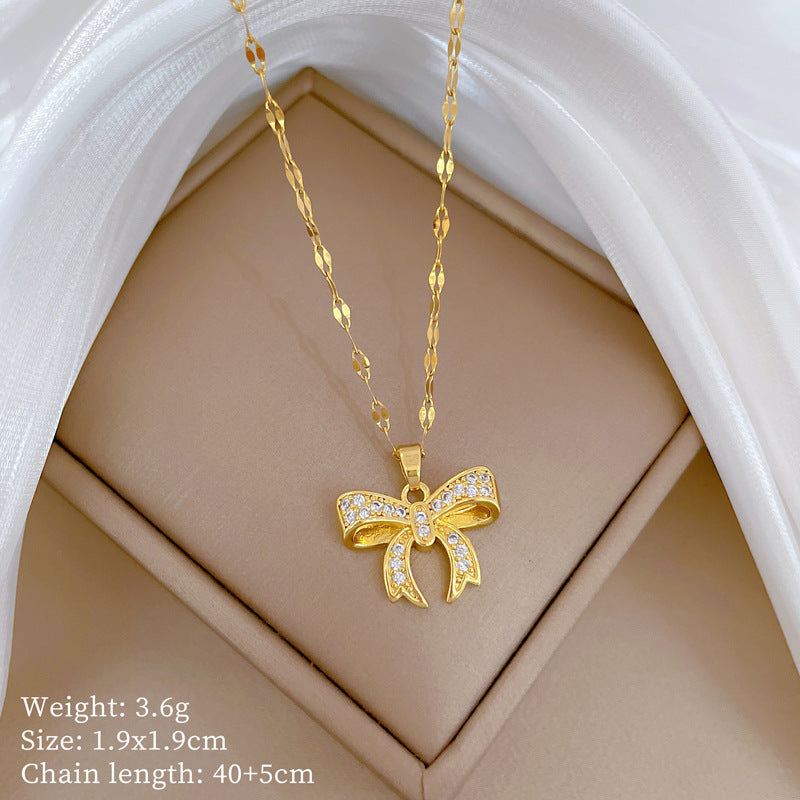 Collana Geometrica con Cielo Stellato da Donna con Strass Micro-Incastonati in Acciaio al Titanio, Stile Dolce, Fresco e Minimalista