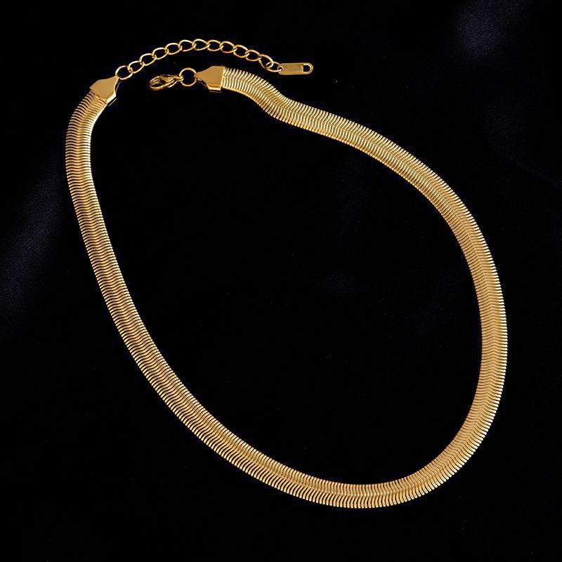 Collana a catena a serpente in acciaio al titanio minimalista punk geometrico bicolore oro e argento