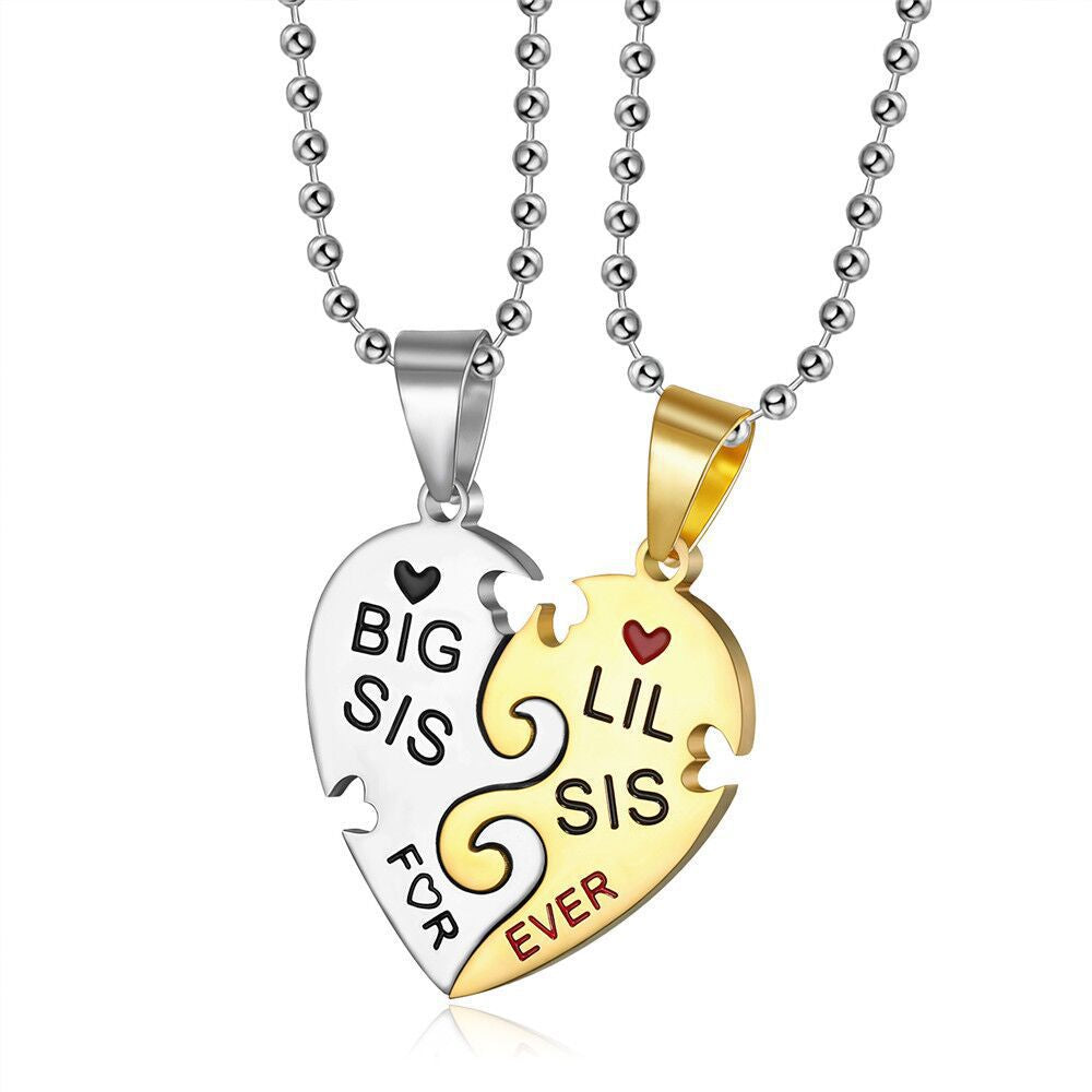 Minimalist Heart-Shaped Stainless Steel Pendant Necklace with Plated Titanium Steel Charm, Two-Piece Separable Friendship Puzzle Design for Women and Men
