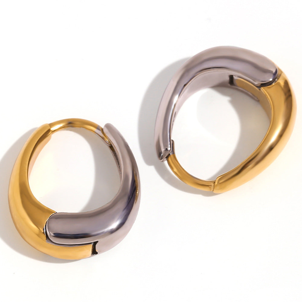 Minimalist Geometric Stainless Steel 18K Gold Plated Mini Pear-Shaped Ear Studs for Women