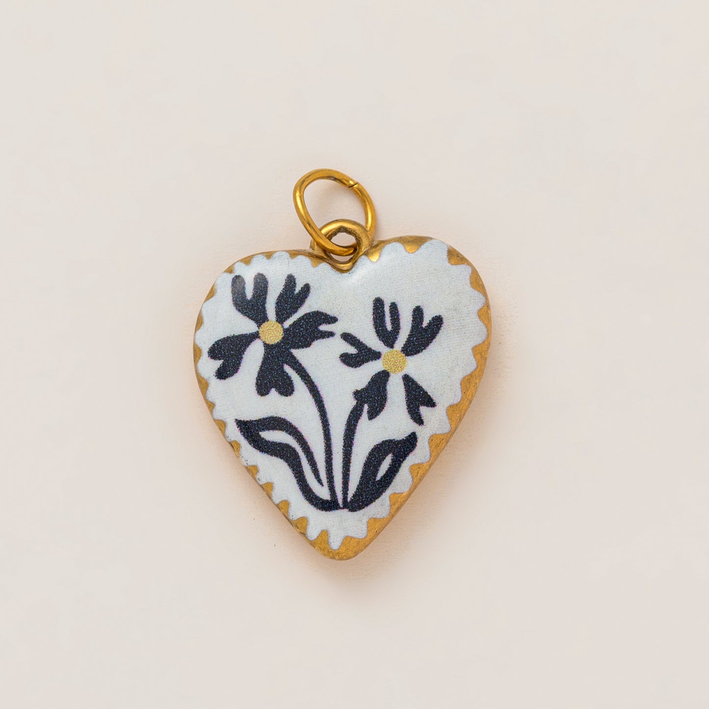 Vintage 18K Gold Plated Stainless Steel Floral Heart Drip Oil Charm Bar
