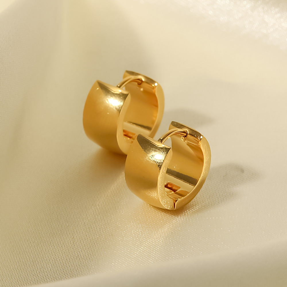 Aretes de Acero Inoxidable Geométricos con Baño de Oro de 18K para Mujer — Pendientes de Clip Minimalistas de Moda