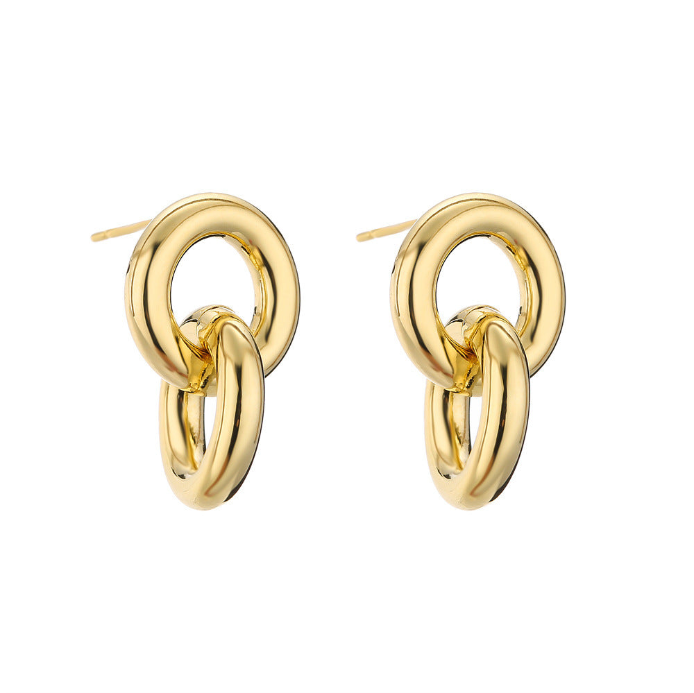 Geometric Minimalist Earrings in Copper with 14K Gold Plating and 925 Sterling Silver Posts