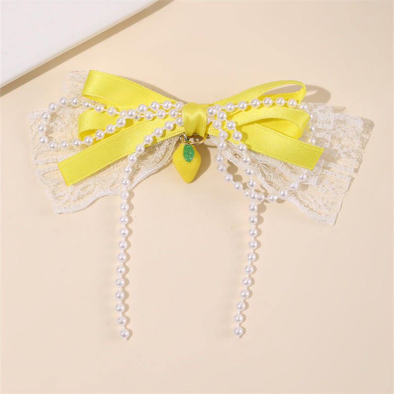 Fermaglio per capelli a fiocco con nappe e rete arricciata per bambine accessorio per capelli per bambine di ispirazione vintage