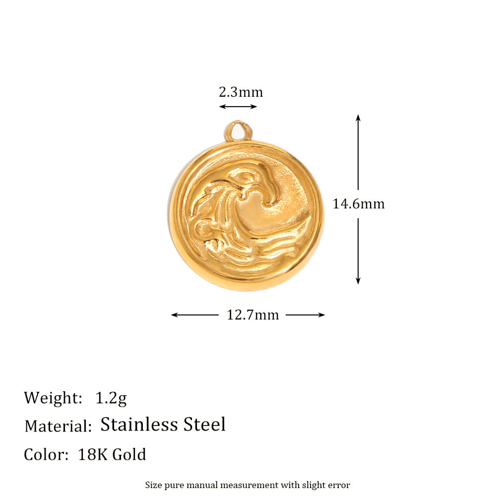 Fashionable Angel Key Heart Pendant in Stainless Steel with 18K Gold Plating for Women