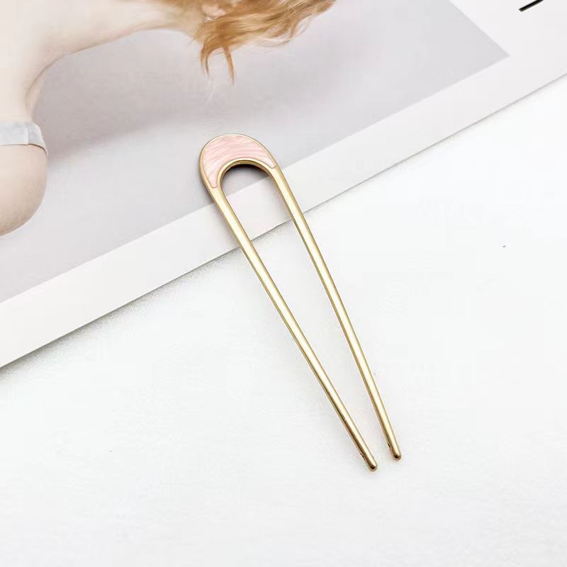 Minimalist Geometric Alloy Plated Hair Fork U-Shaped Hair Pin