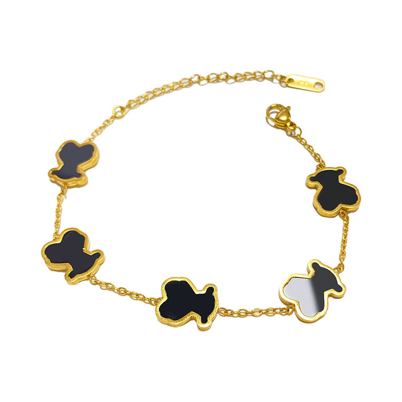 Gold Plated Titanium Steel Bear Bracelet Unisex