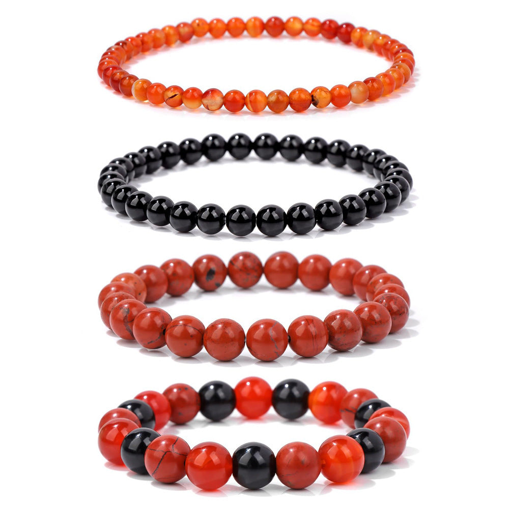 Geometric Natural Stone Beaded Bracelet Set Unisex Handmade Jewelry