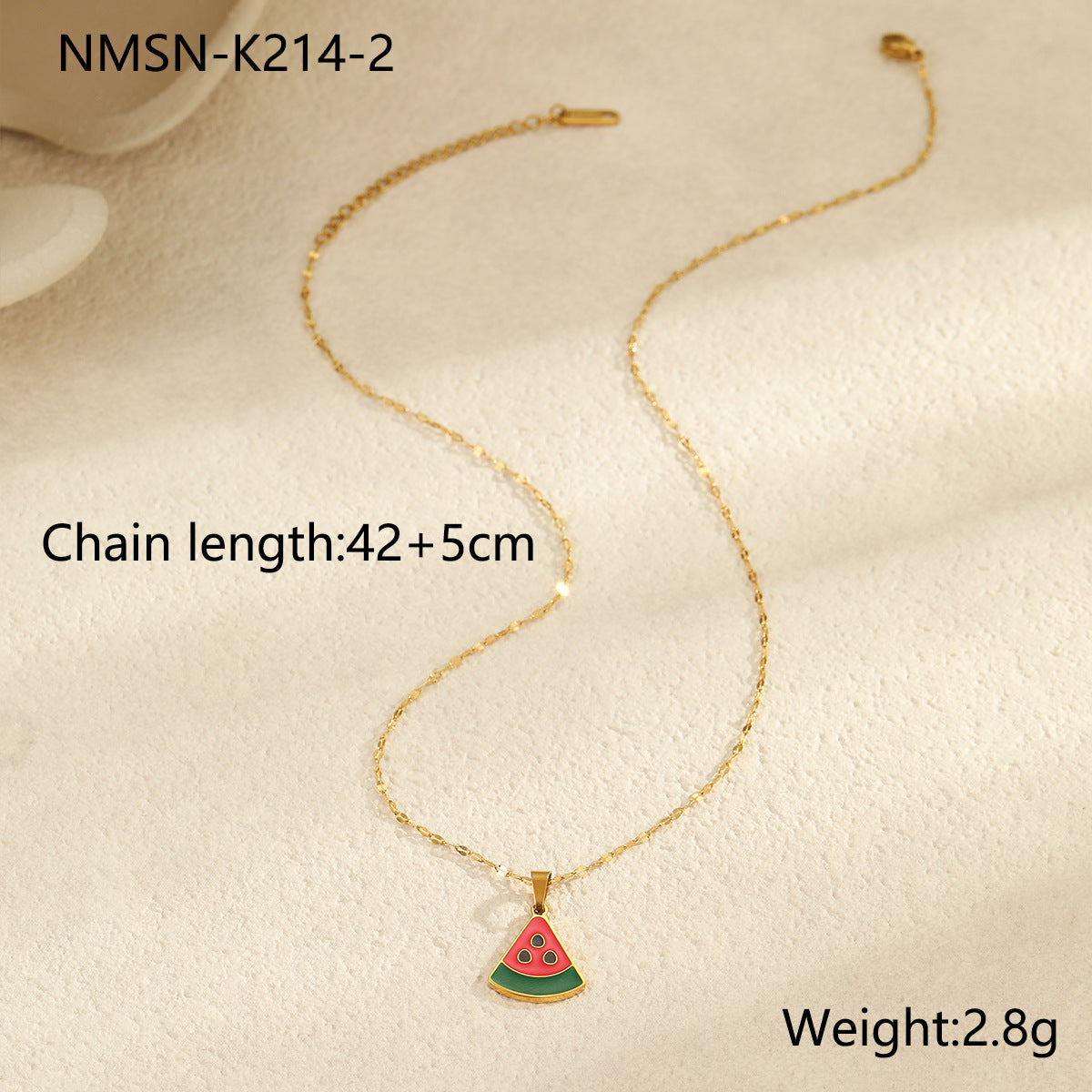 Fashionable Fruit-Shaped Stainless Steel Necklace with Enamel Finish and 18K Gold Plating for Women