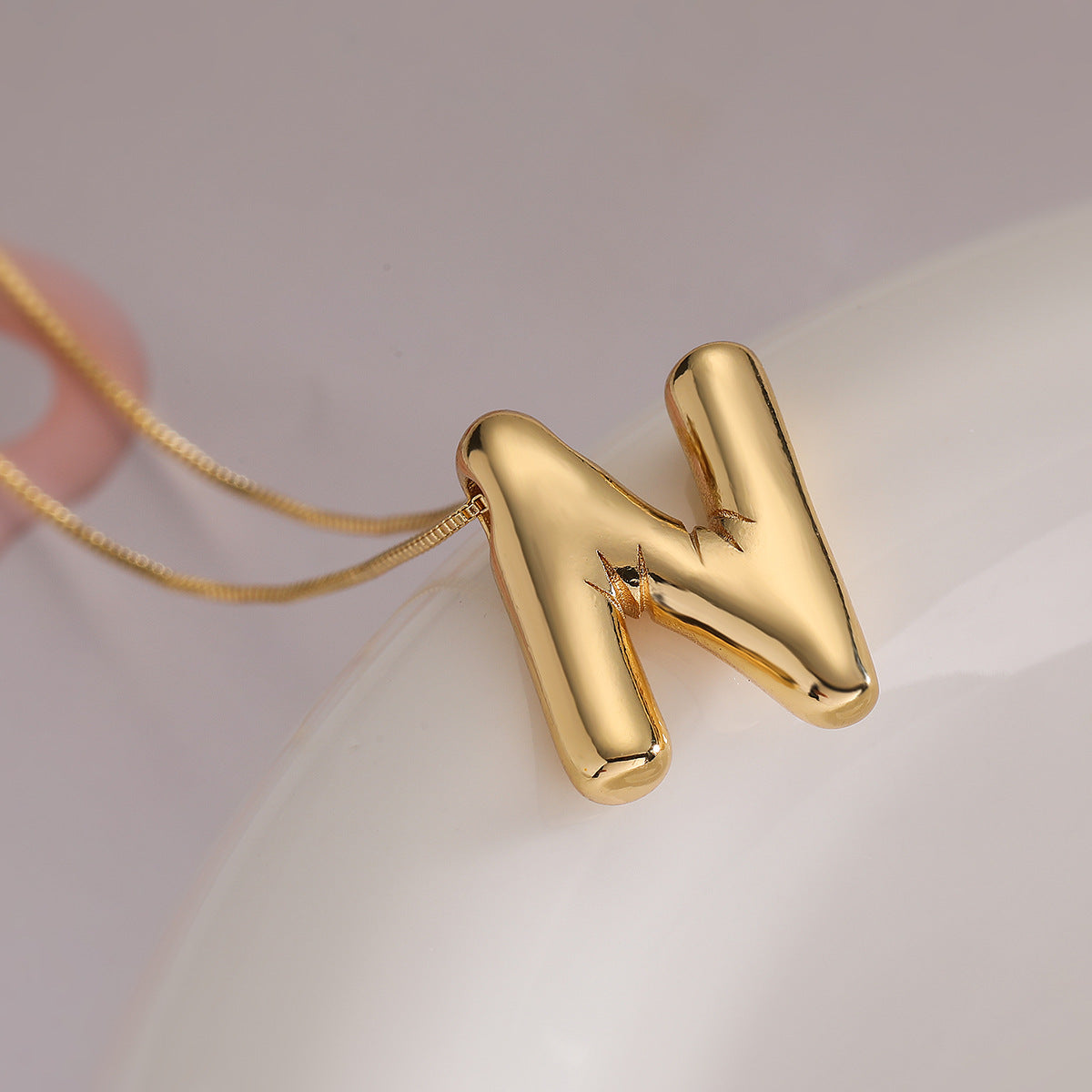 Minimalist Irregular Geometric Letter Balloon Pendant Necklace for Women