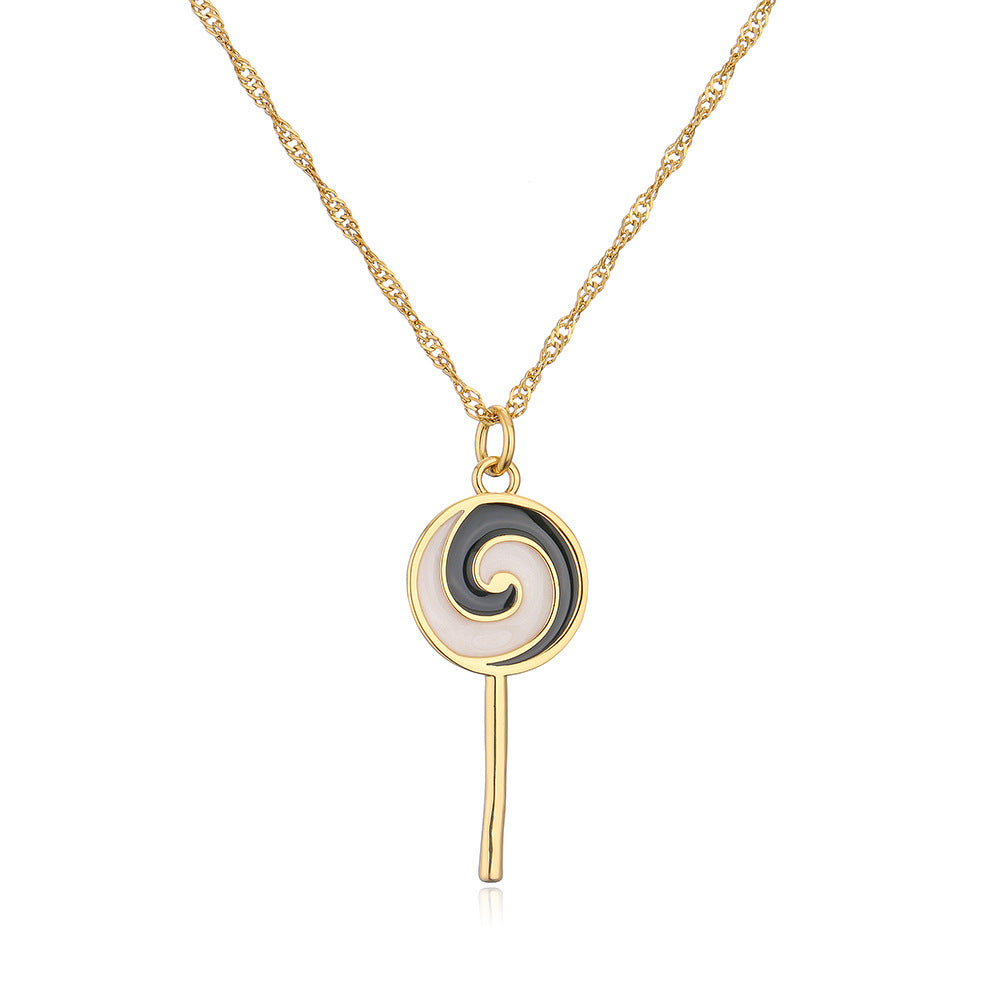 Collana con ciondolo geometrico grazioso per donna con base in rame, placcatura in oro 18 carati e finitura in smalto