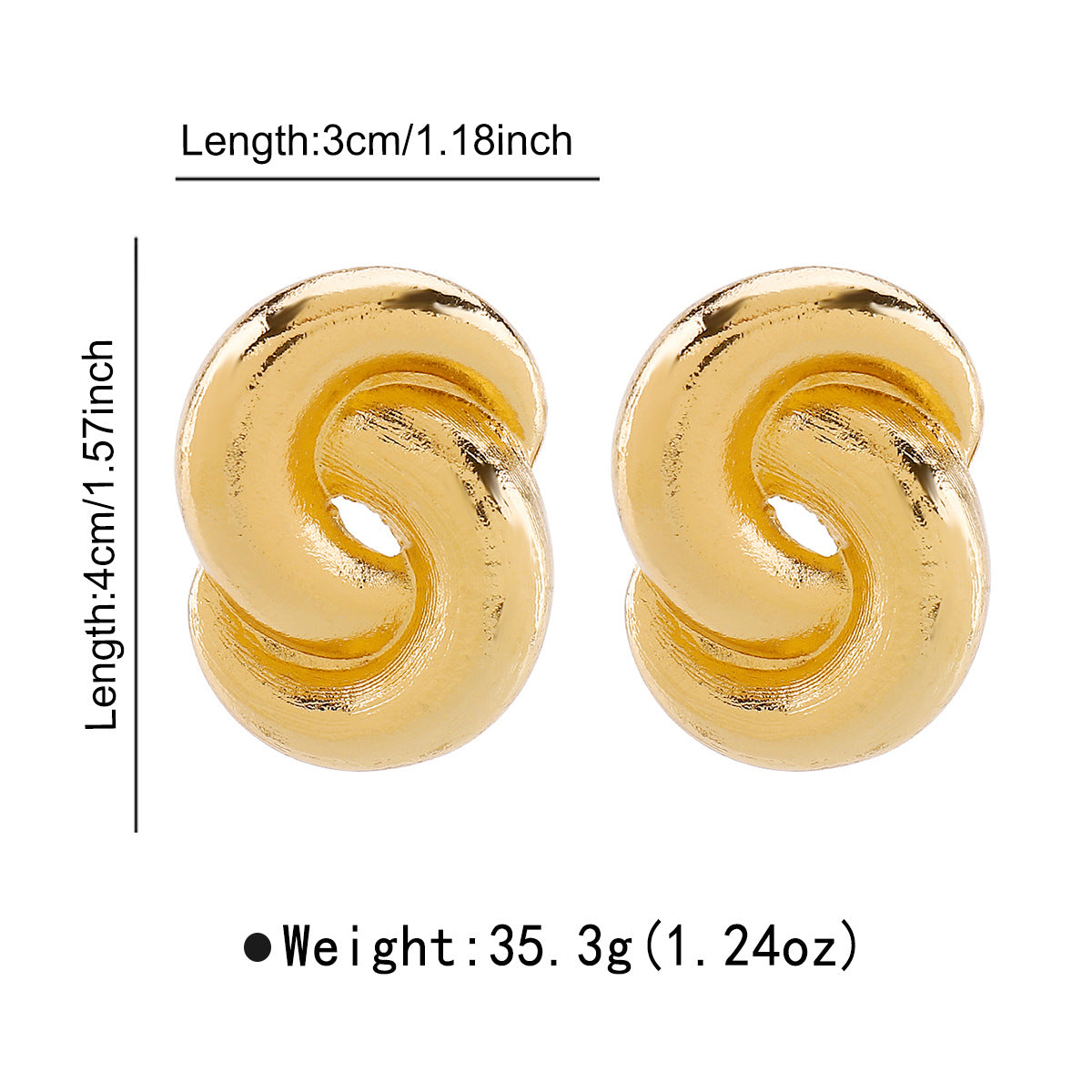 Aretes de tuerca con diseño geométrico de espiral minimalista de aleación con acabado enchapado para mujer