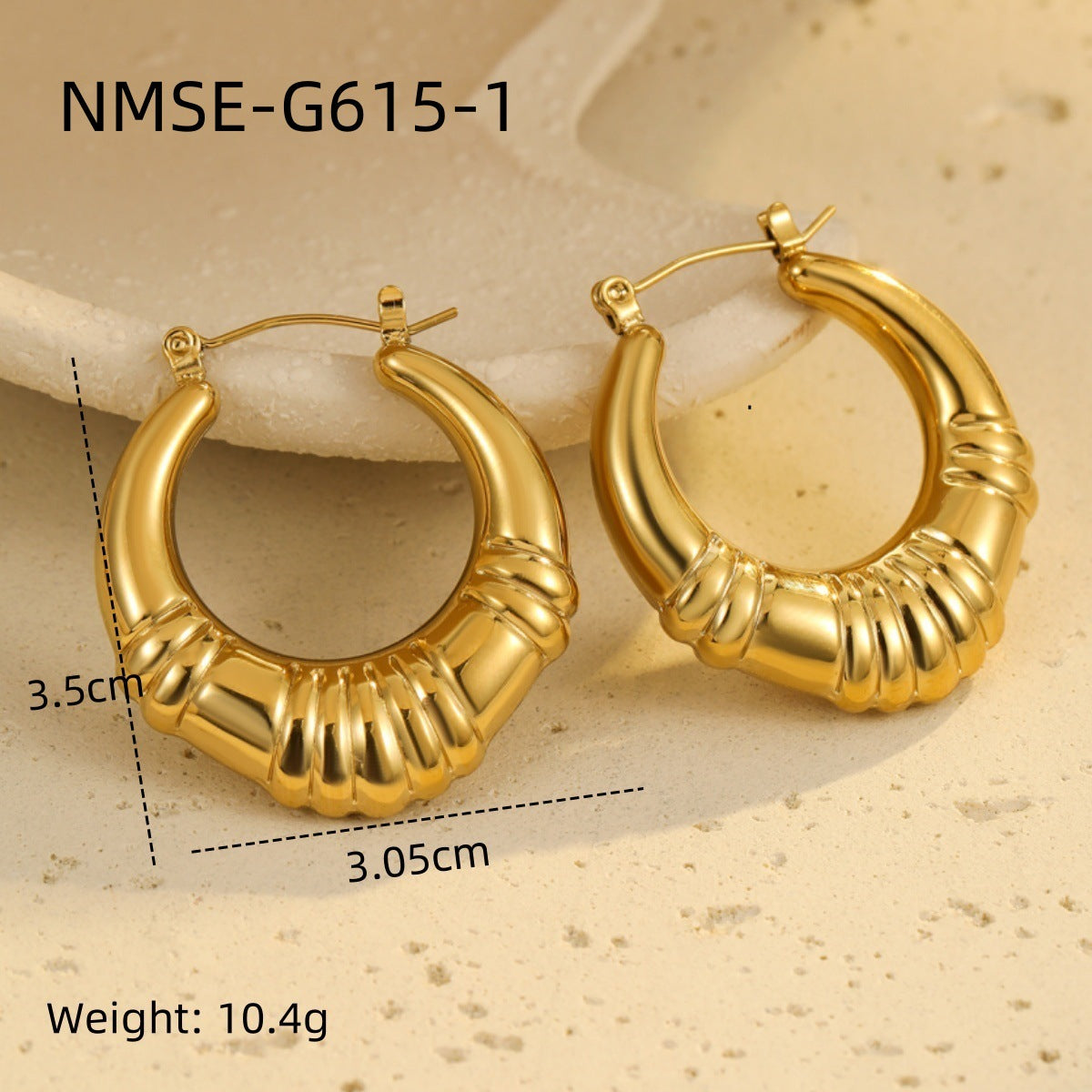 Orecchini da donna in acciaio inossidabile a forma geometrica vuota, stile vintage, placcati oro 18 carati