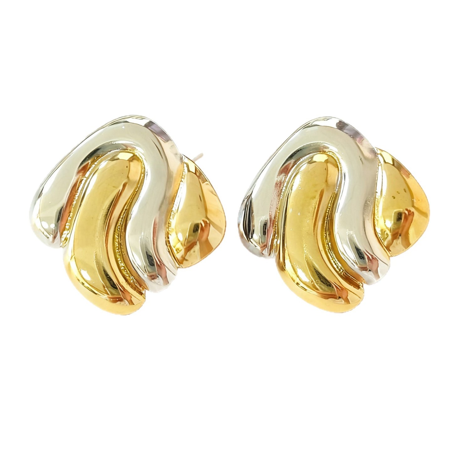 Elegant Two-Tone Geometric Irregular Stainless Steel Earrings for Women