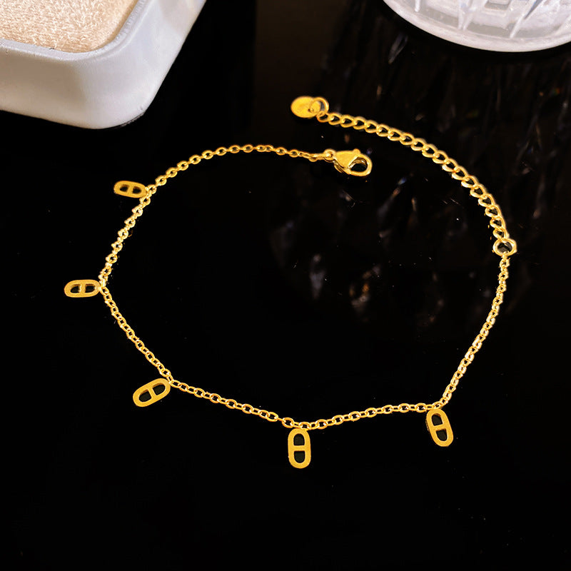 Minimalist Sweet Single Rhinestone Infinity Symbol Titanium Steel Bracelet