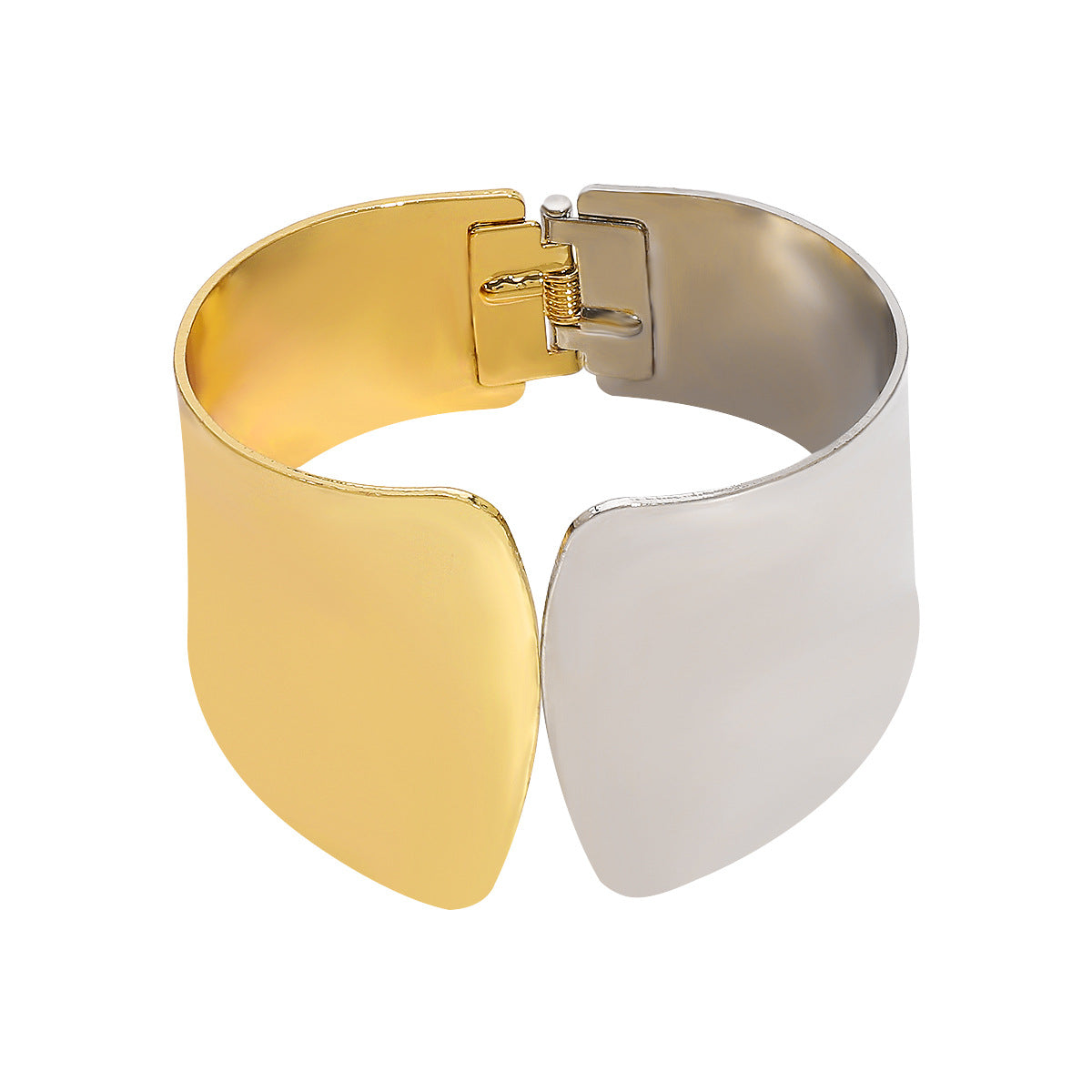 Bracciale da polso aperto in metallo liscio geometrico bicolore personalizzato