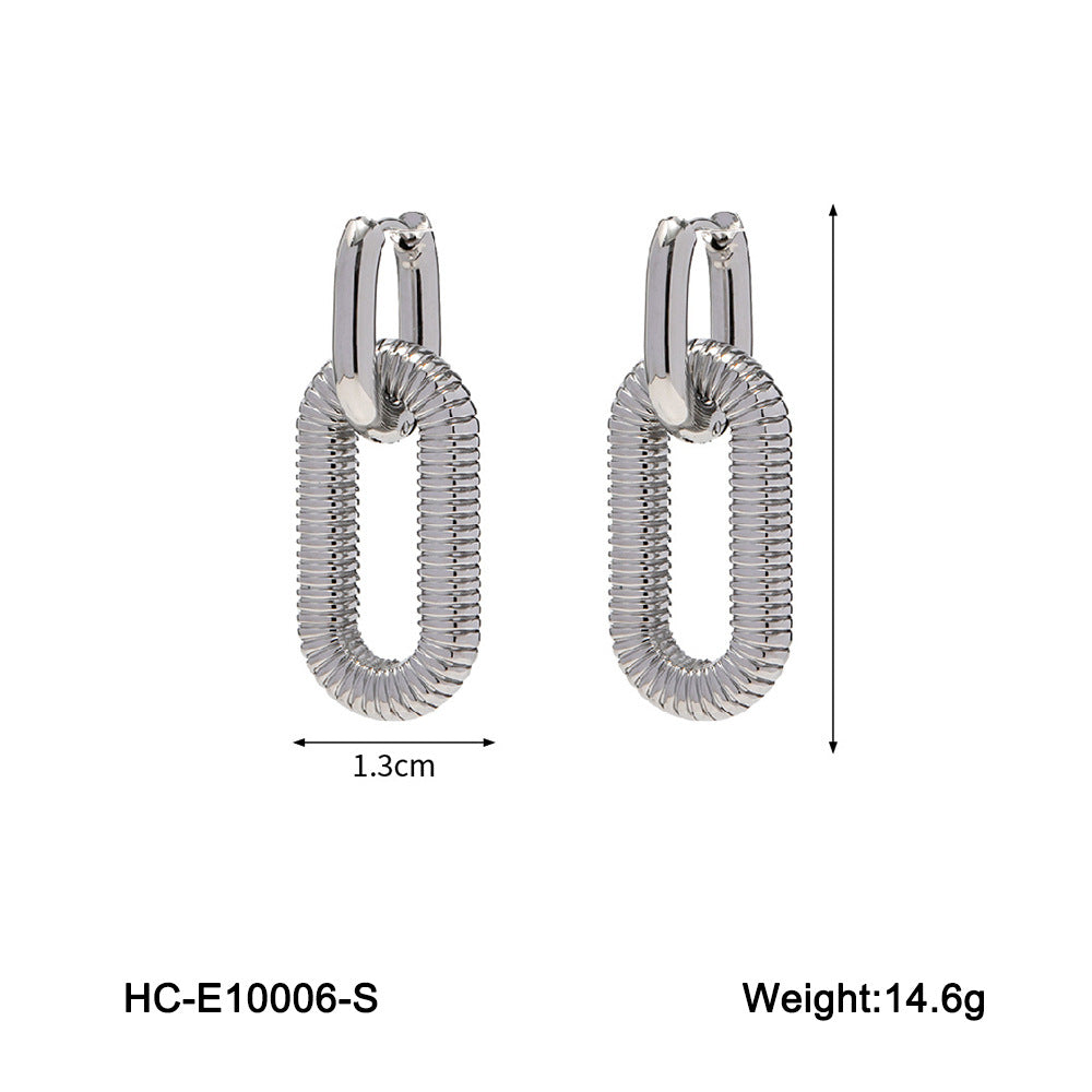 Orecchini da donna minimalisti in acciaio al titanio con pendente geometrico circolare staccabile e finitura galvanizzata