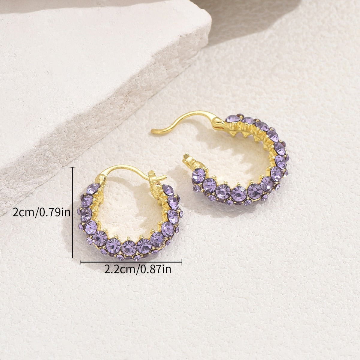 Pendientes Geométricos de Moda para Mujer con Incrustaciones de Circonita en Base de Cobre y Postes de Acero Inoxidable