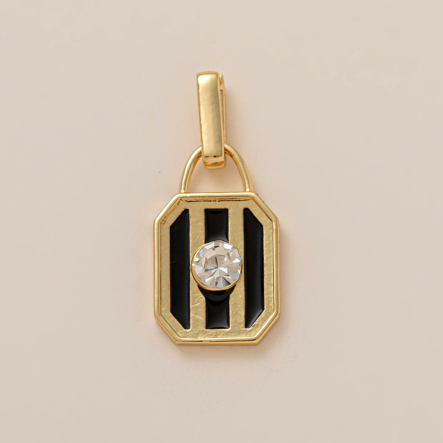 Vintage 18K Gold Plated Brass Heart Moon Charm Bar
