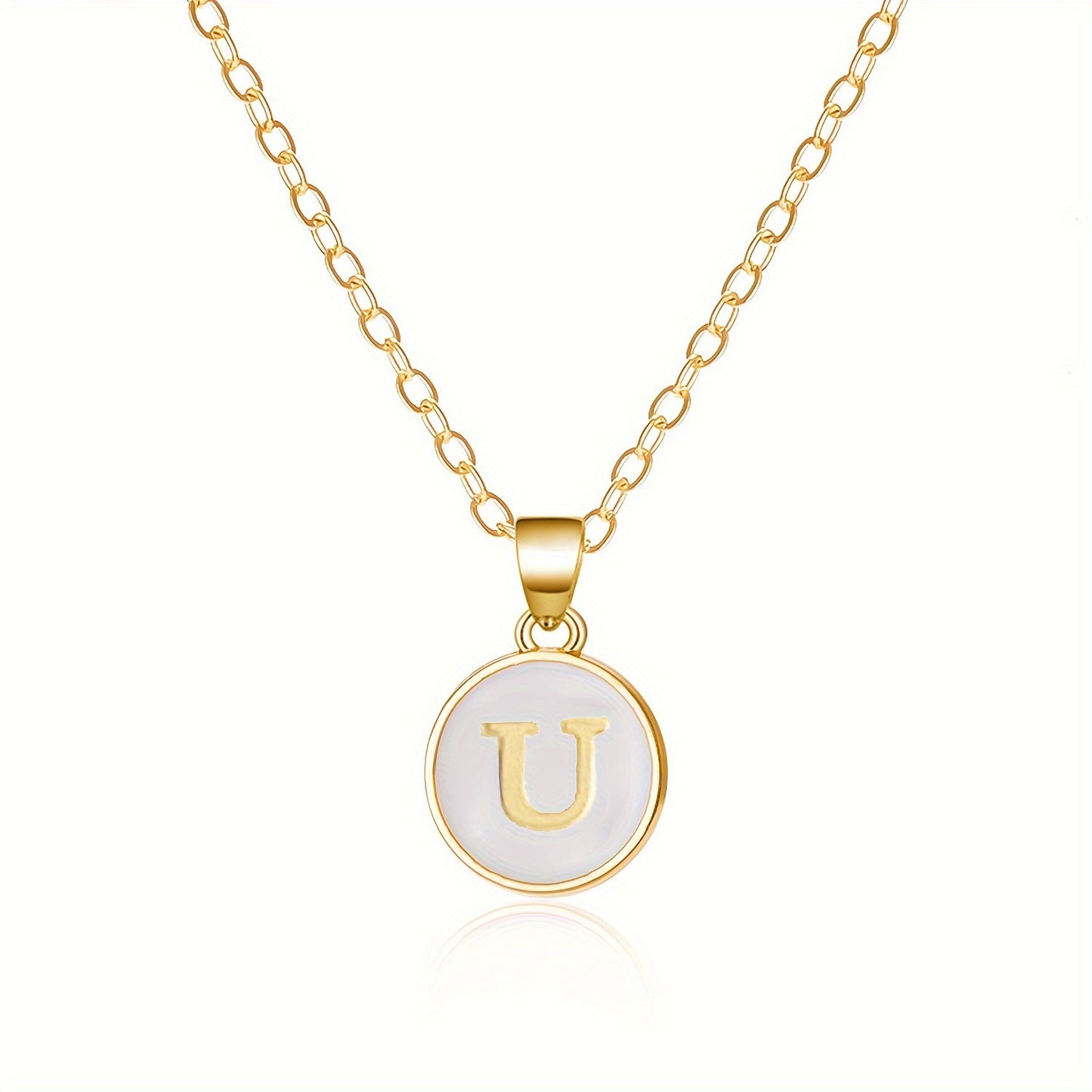 Collana con Pendente a Goccia d'Olio Alfabeto Lettera Rotonda Minimalista in Lega Placcata, Bicolore Bianco e Nero