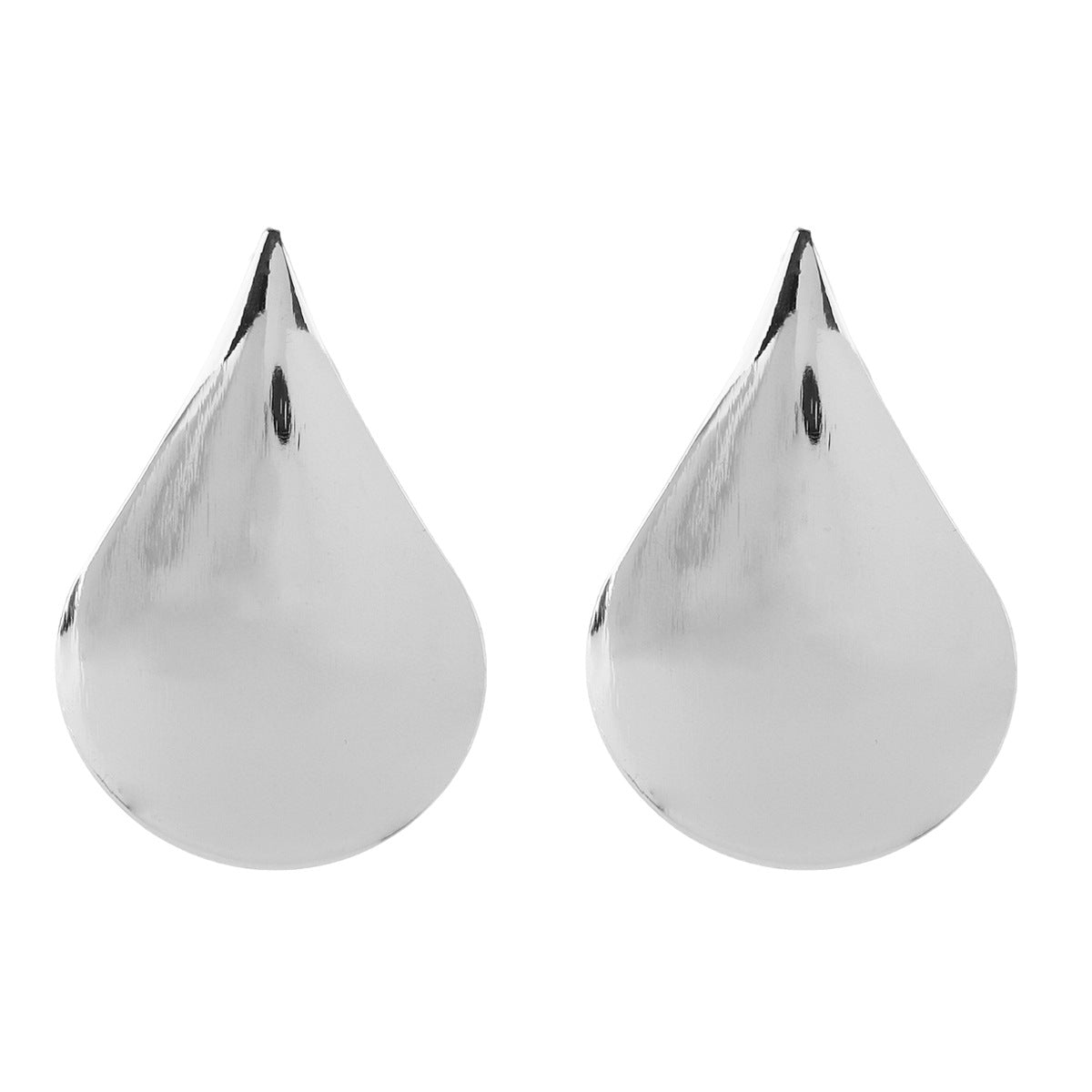 Aretes de aleación geométricos exagerados para mujer con superficie convexa pulida y acabado galvanizado