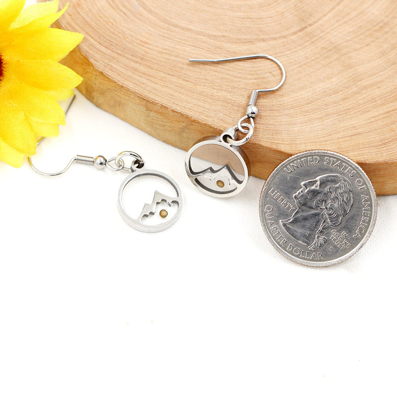 Minimalist Heart-Shaped Polished Stainless Steel Earrings with Mountain-Inspired Design for Women
