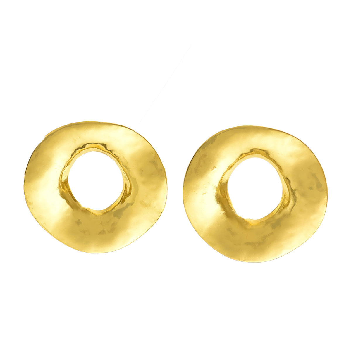 Orecchini a cerchio geometrici cavi in lega di zinco placcata oro con perni in acciaio inossidabile, stile elegante da ufficio