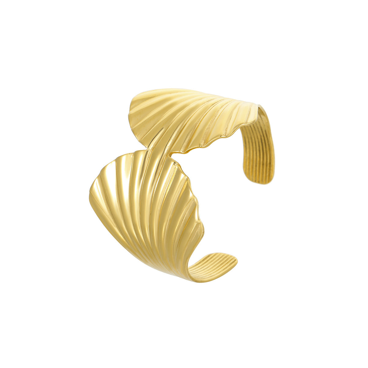 Fashionable Ocean-Themed Geometric Stainless Steel Bracelet with 18K Gold Plating for Women