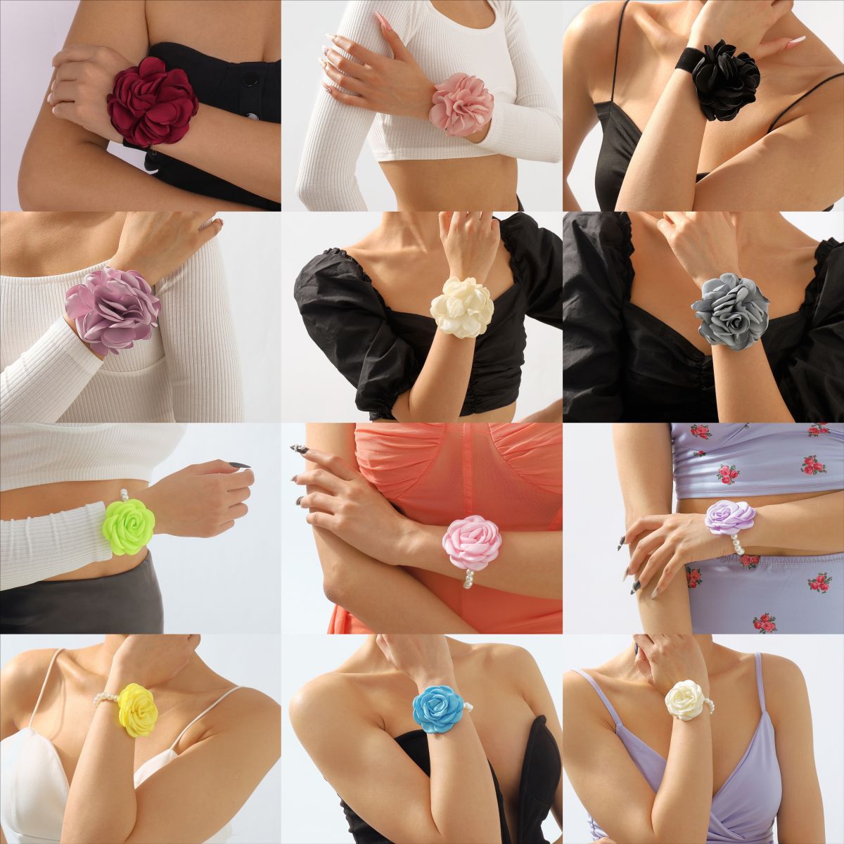 Pulsera floral dulce y atrevida con perlas de imitación y detalles de aleación, elegante diseño de rosa de té y rosa en banda de terciopelo