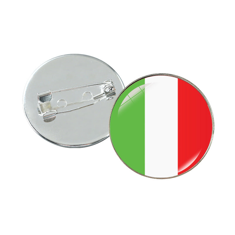 Minimalist Geometric Alloy Plated Brooch with Cabochon Gemstone Unisex Pin Badge