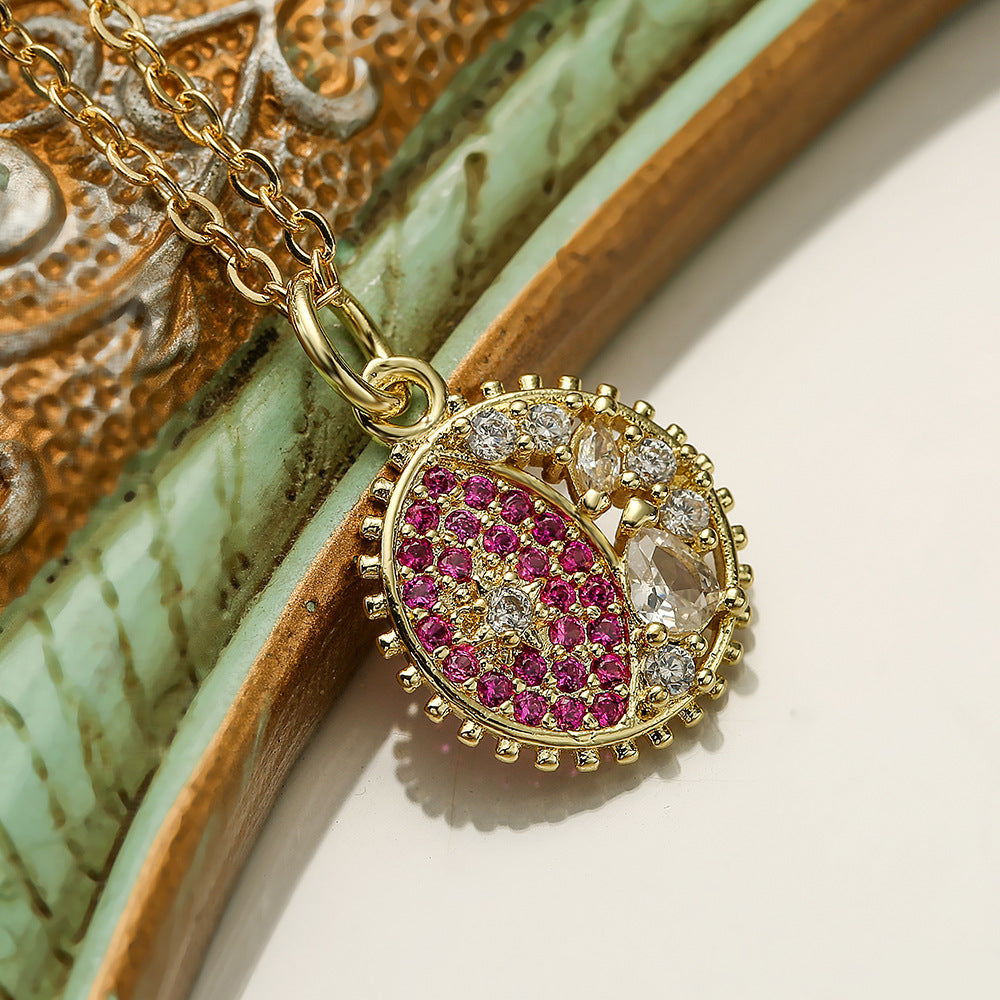 Minimalist Star and Moon Pendant Necklace for Women with Gold-Plated Copper Base and Zircon Inlay, Delicate Clavicle Chain